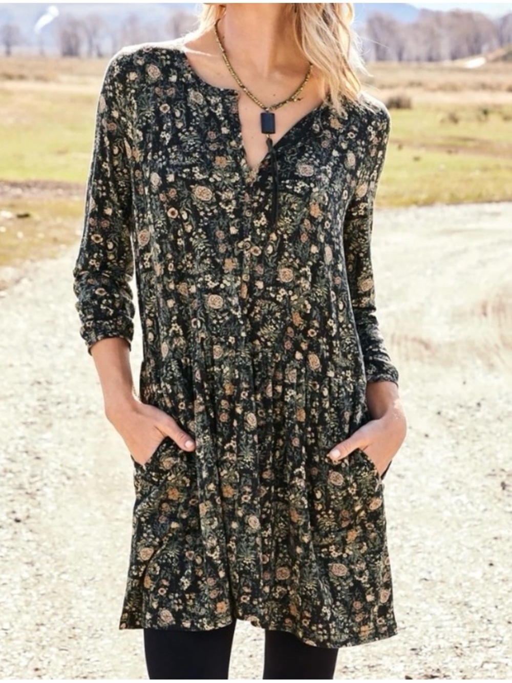 Peruvian Connection Alpine Flower Tunic Top Women’s Size XXL Pima Cotton Gothic